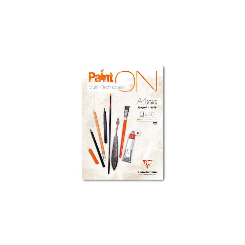 Clairefontaine Paint'On Mix Media блок 250 g 40L лепен Extra White
