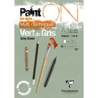 Clairefontaine Paint'On Mix Media блок 250 g лепен – 30L A3 Сиво-зелена