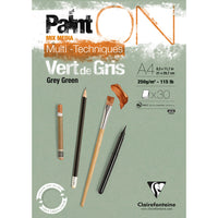 Clairefontaine Paint'On Mix Media блок 250 g лепен – 30L A4 Сиво-зелена