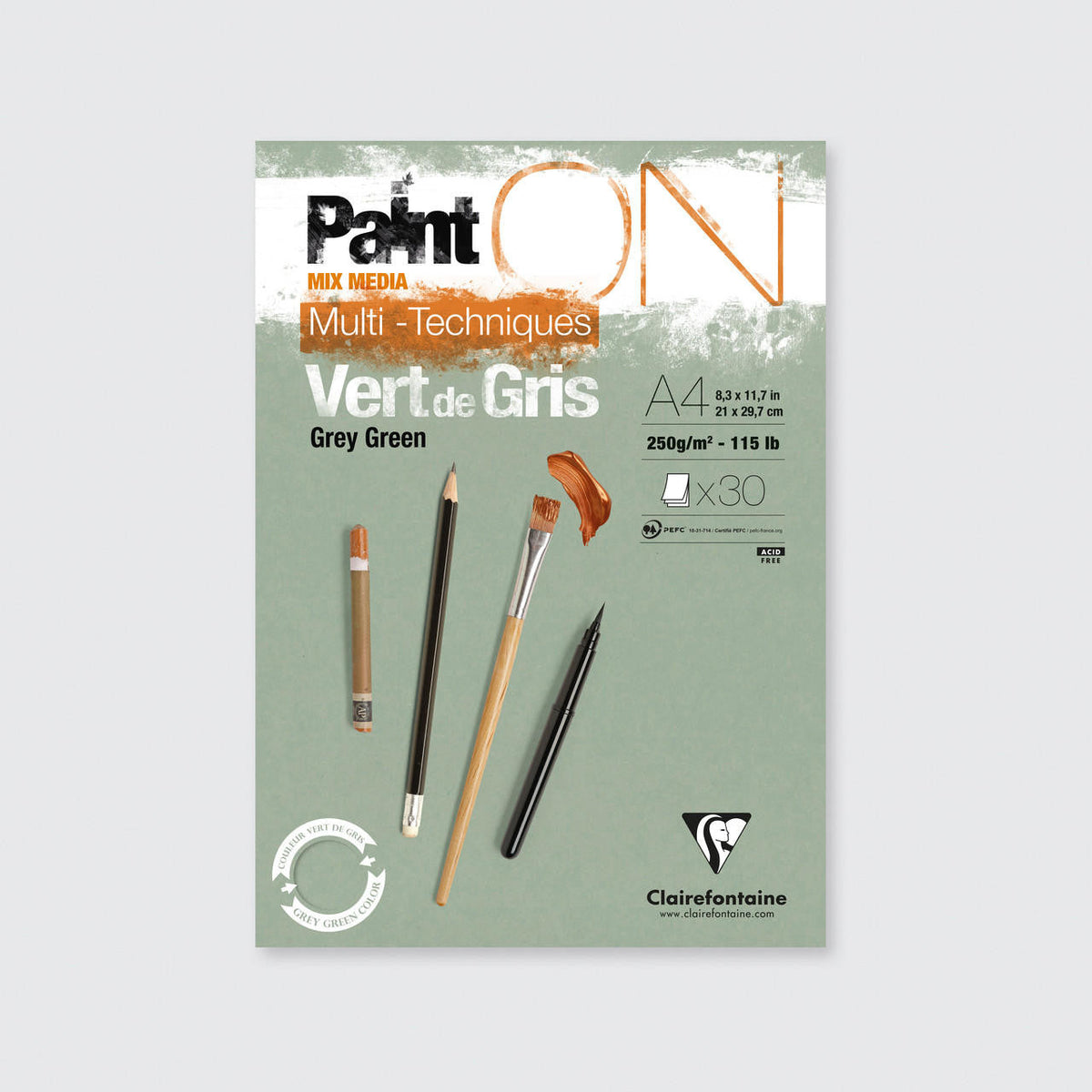 Clairefontaine Paint'On Mix Media блок 250 g лепен