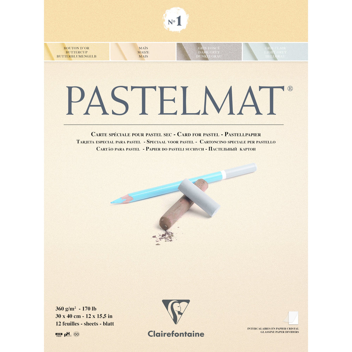 Clairefontaine Pastelmat блок бр. 1 360 g 12L x 30 cm залепен – 40