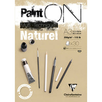 Блок за микс медија CLAIREFONTAINE Paint'On природна нијанса 250 g/m² – 30 листа – A3
