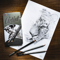 Colorino Artist сет за цртање со графитни моливи и јаглени во метална кутија