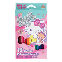 Colorino триаголни дрвени боички JUMBO, Hello Kitty, 12 бои
