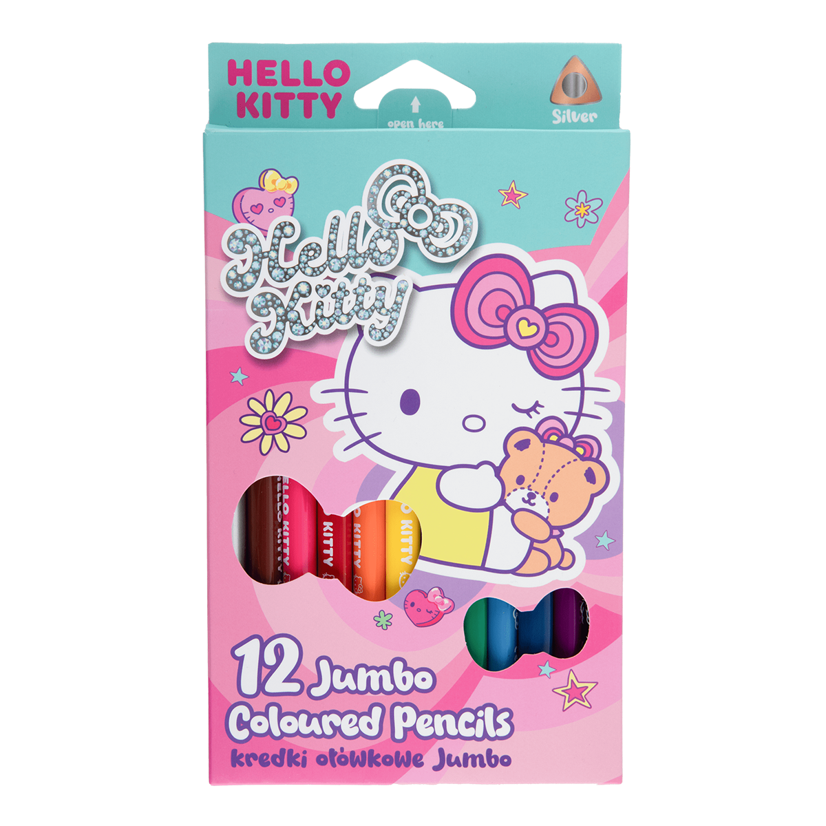 Colorino триаголни дрвени боички JUMBO, Hello Kitty, 12 бои