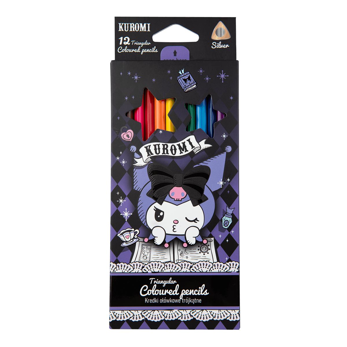 Colorino триаголни дрвени боички Kuromi, 12 бои