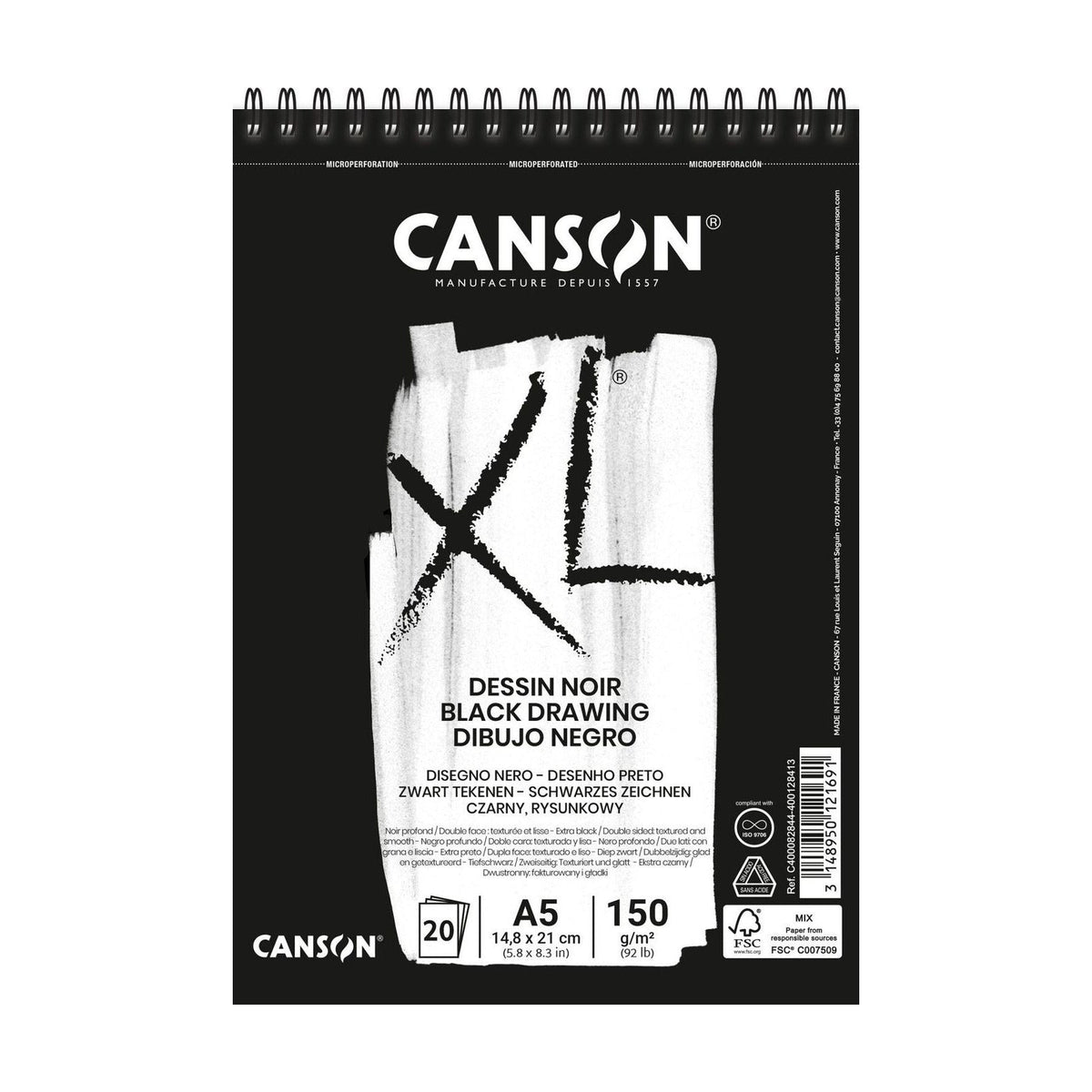 Црн скицар CANSON XL Dessin A5 - 150 g/m², 30 листови