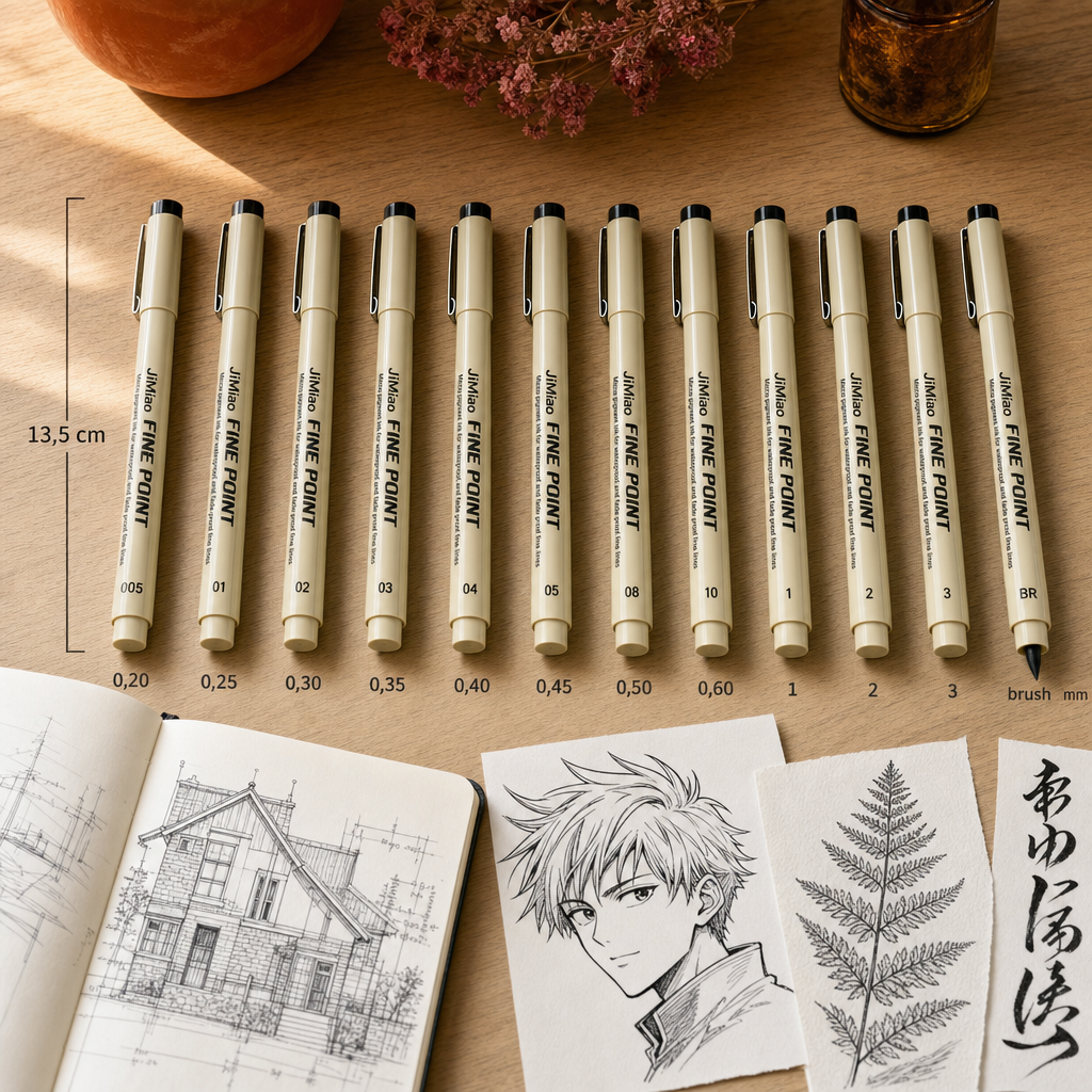 Црно техничко перо fineliner, врв 0,20 – 3 mm