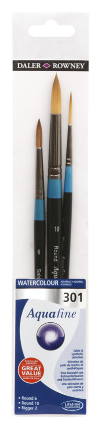 DALER ROWNEY Aquafine 301 сет четки за акварел и гваш - 3 пар.