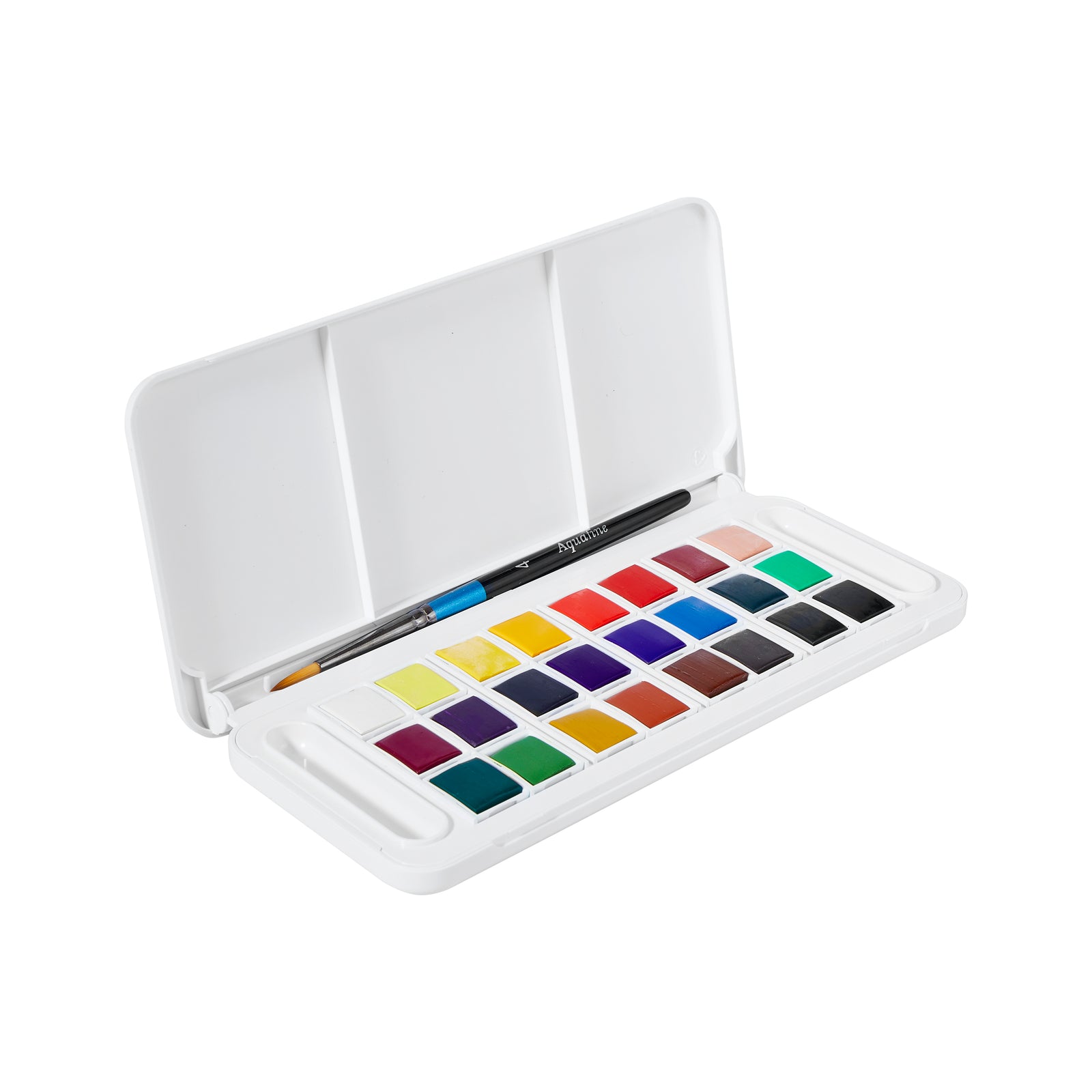 DALER ROWNEY Aquafine патнички акварелен сет со 24 полу-коцки и четка