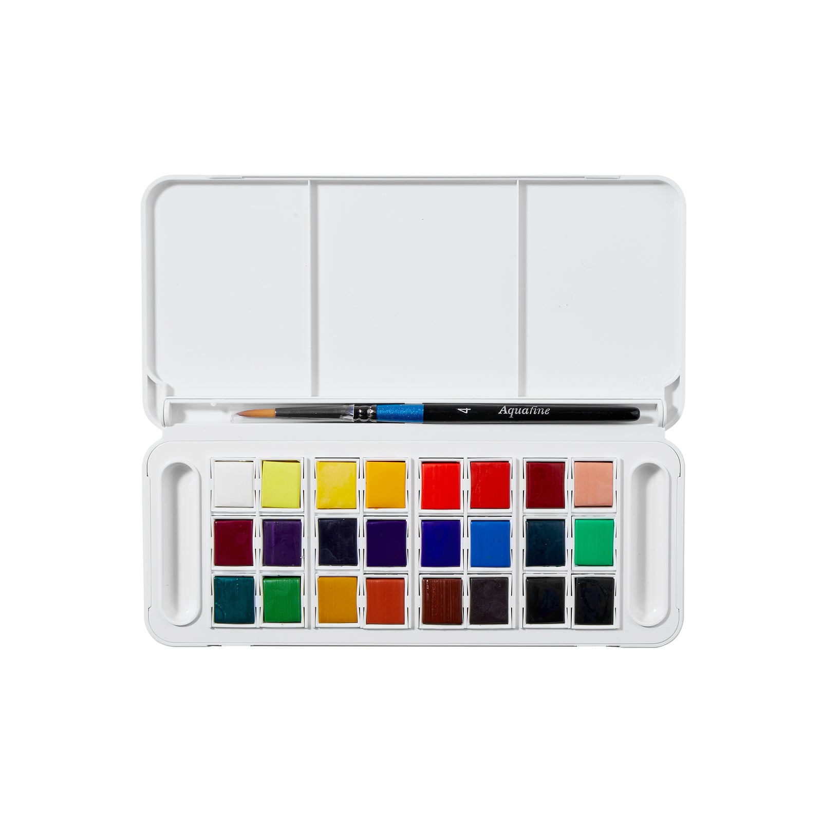 DALER ROWNEY Aquafine патнички акварелен сет со 24 полу-коцки и четка