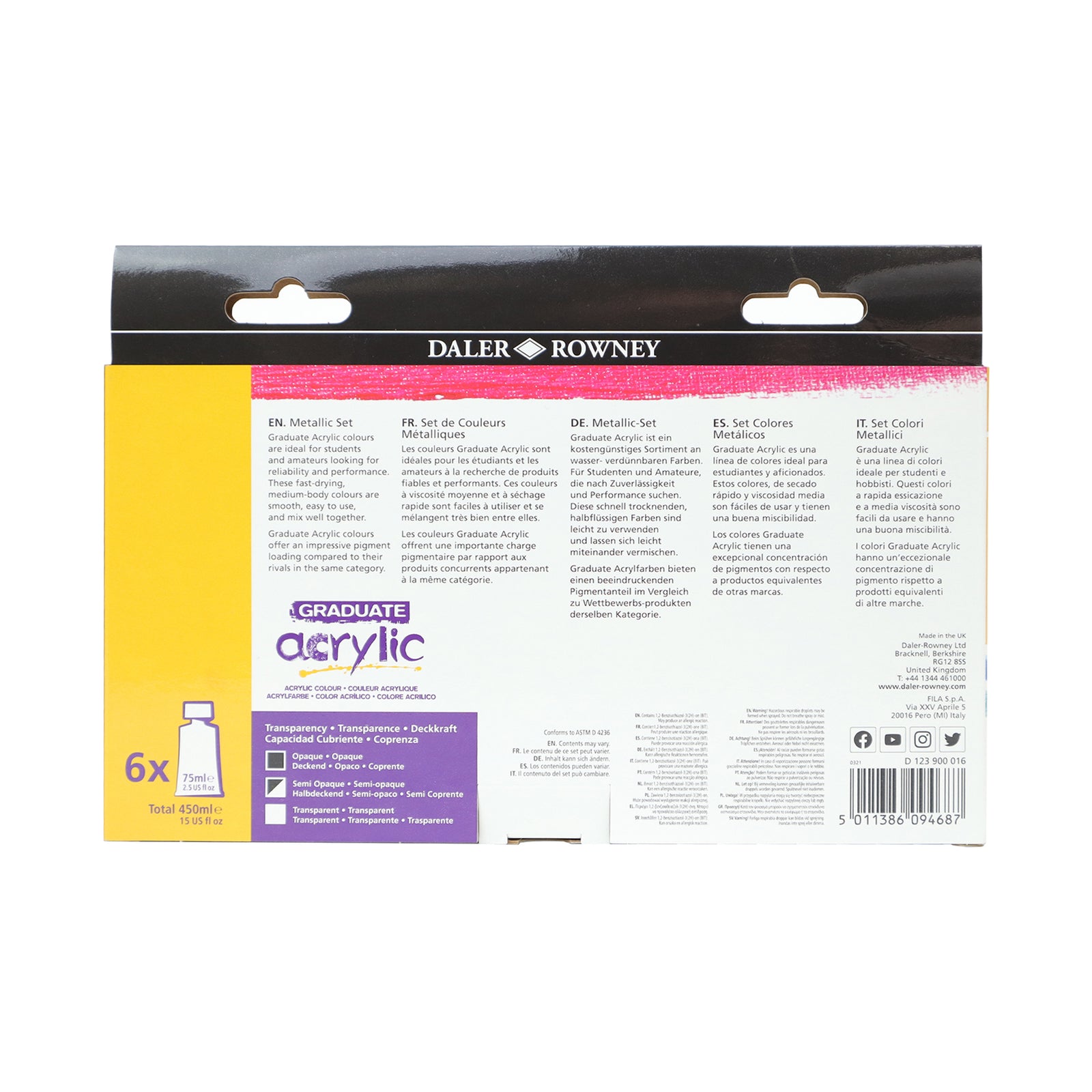 DALER ROWNEY D&R Graduate сет металик акрилни бои 6 x 75 ml