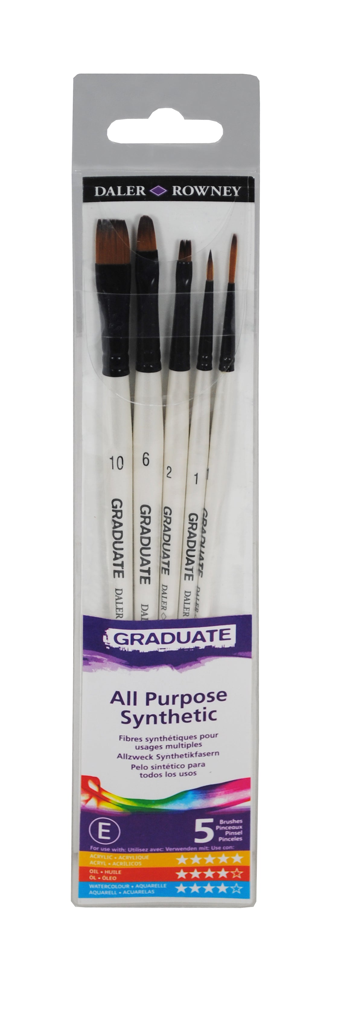 Сет универзални синтетички четки DALER ROWNEY Graduate – 5 пар.