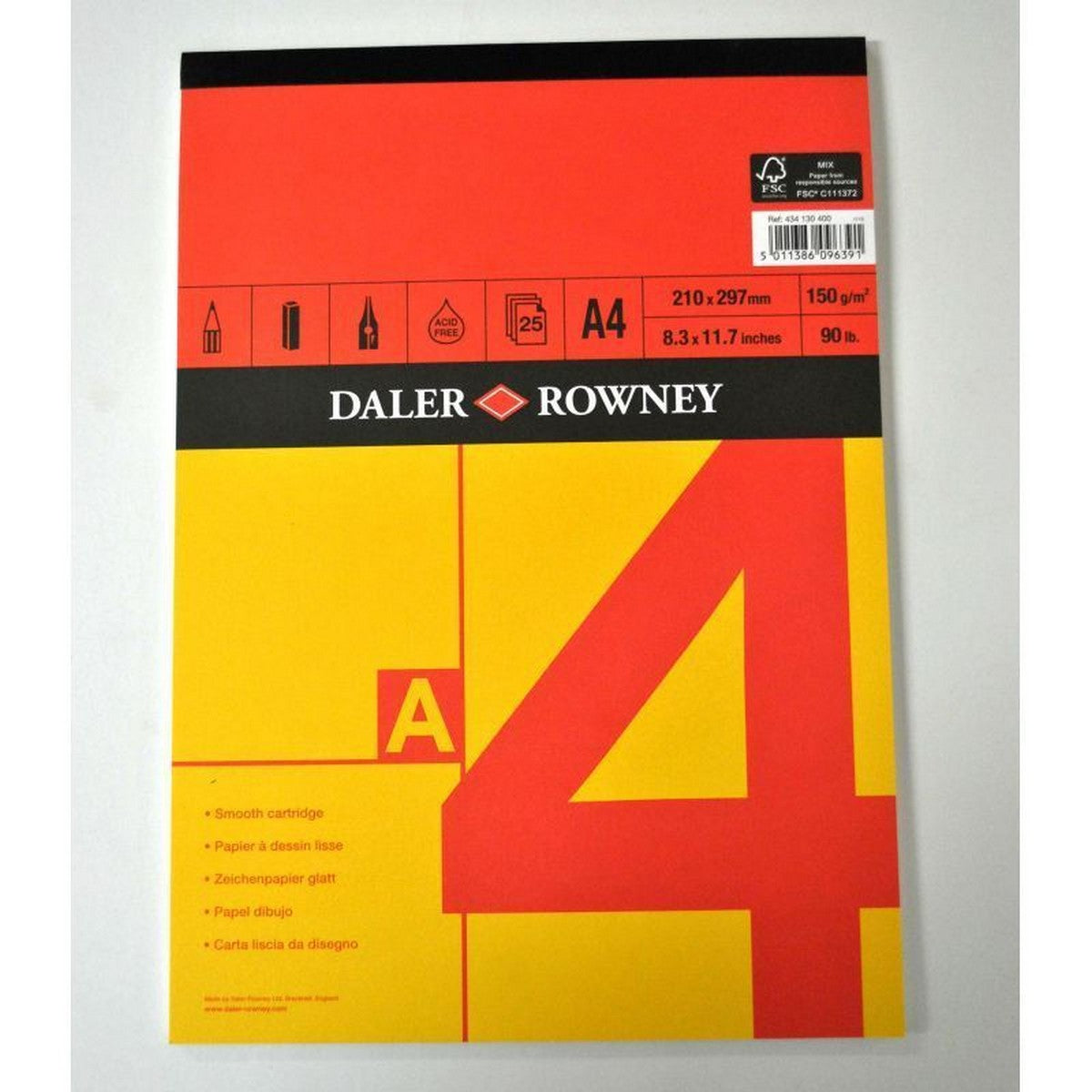 Блок за скицирање DALER ROWNEY Red & Yellow A4, 150 g, 25 листа, лепен