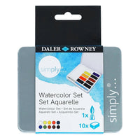 DALER ROWNEY Simply акварелен сет од 10 полу-панчиња со четка