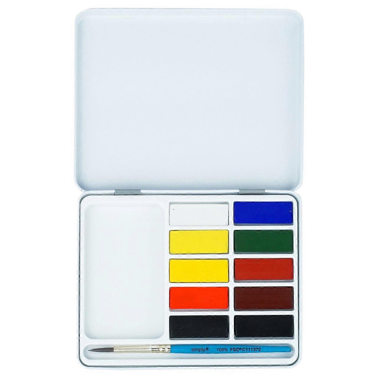 DALER ROWNEY Simply акварелен сет од 10 полу-панчиња со четка