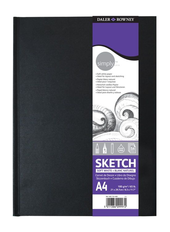 Скицник DALER ROWNEY Simply екстра бел 100 g A4 54Л тврд повез