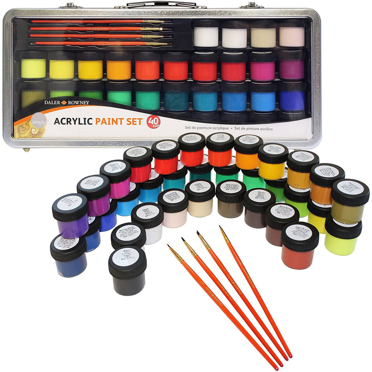 DALER ROWNEY Simply сет акрилни бои 40 пар. во метално куферче