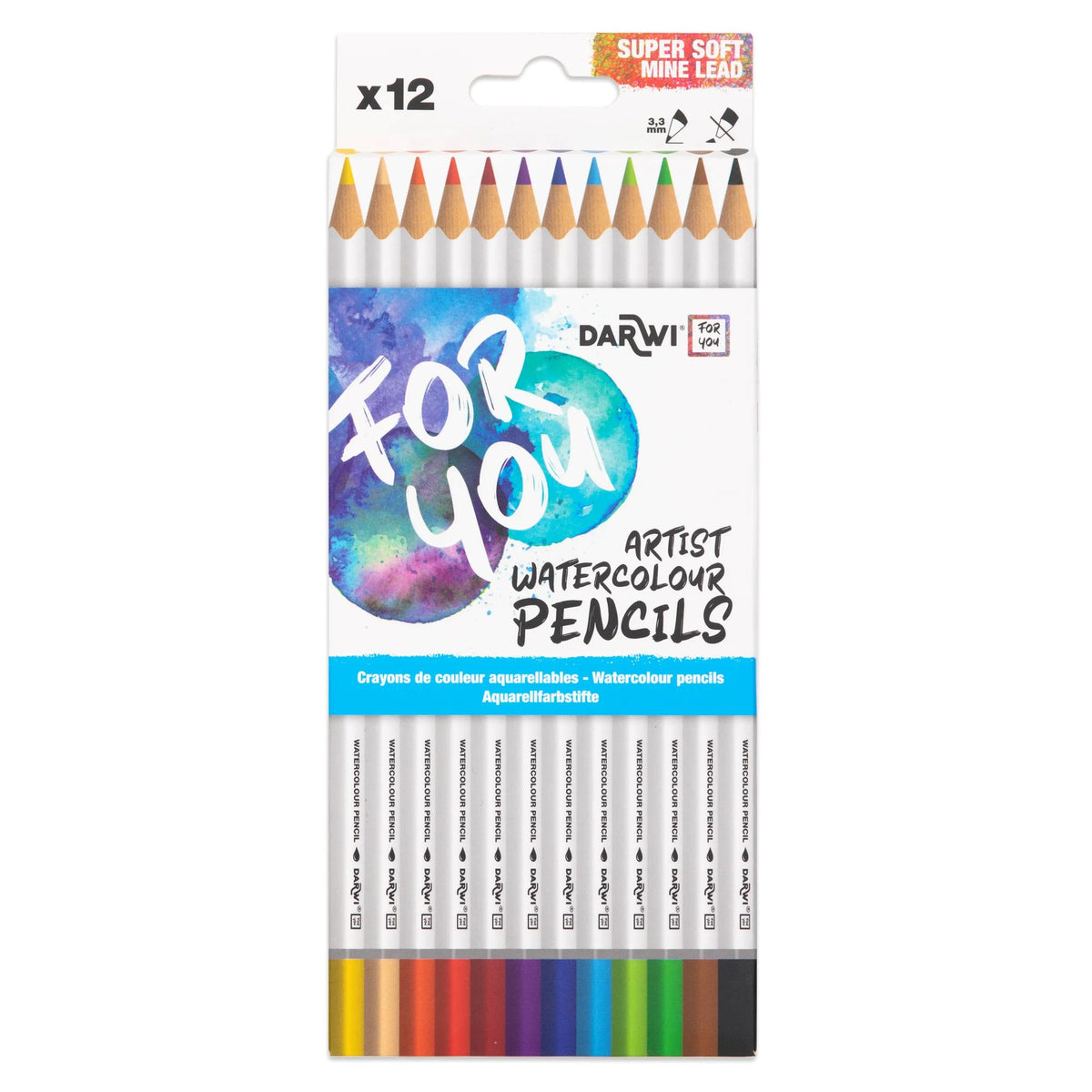 Сет акварелни боички DARWI - 12 пар.