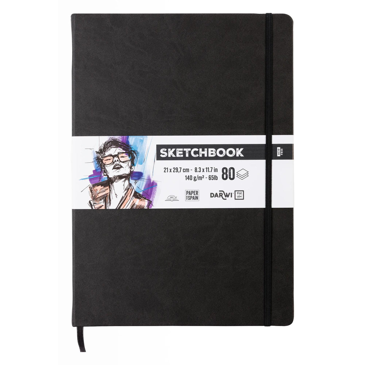 DARWI скицир блок Black A4 140 g 80L