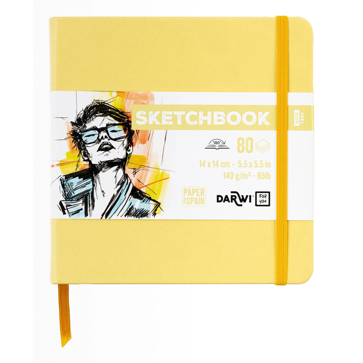 DARWI скицир блок For You Yellow 14 x 14 cm, 140 g, 80 листа