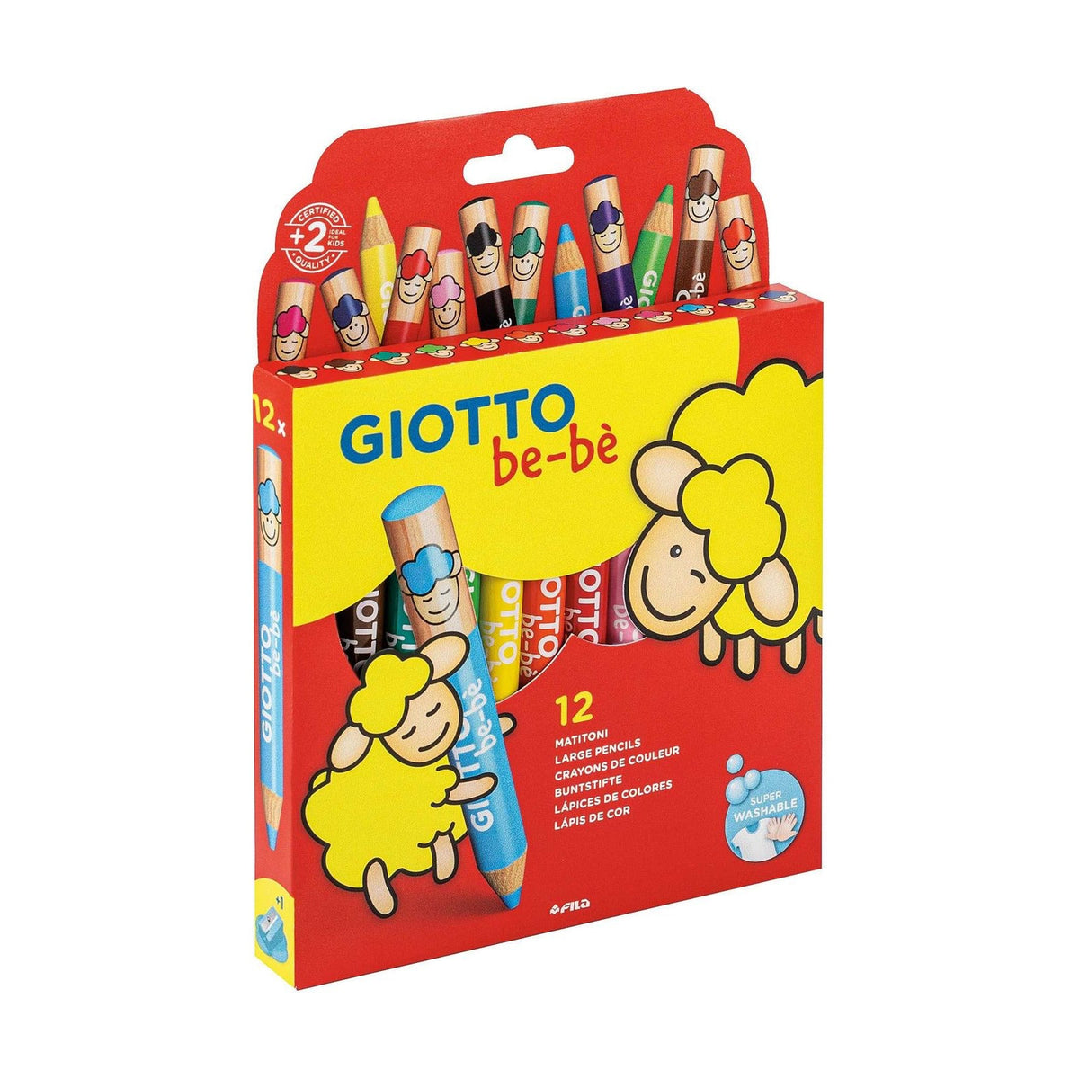 Дебели тркалезни дрвени боички GIOTTO Be-Be – 12 бои