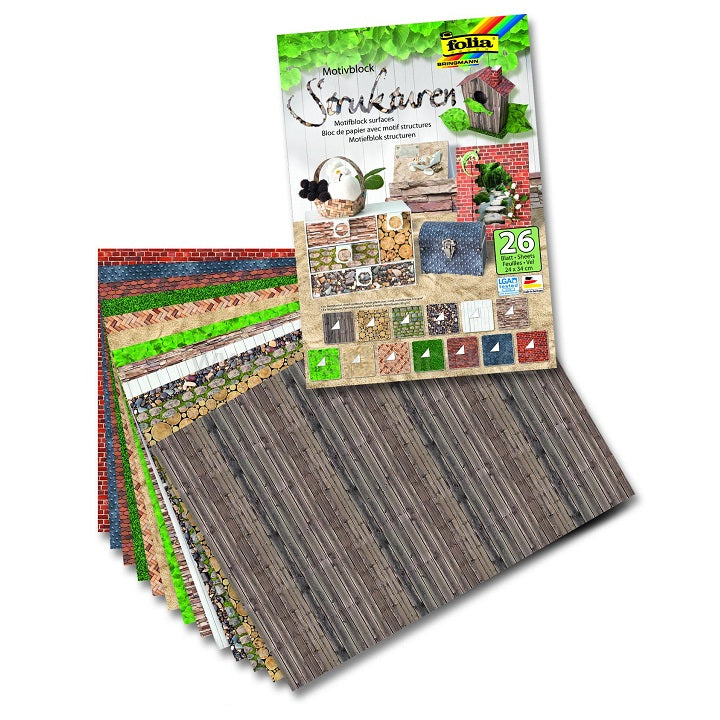 Декоративна хартија Folia Strukturen 24 x 34 cm / 26 листови