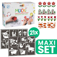 Детска колекција матрици за сликање 21 парчиња + сет за бои за прсти MUCKI