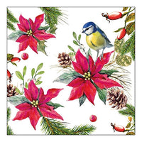 Еко салфетки за декупаж Bird on Poinsettia - 1 парче