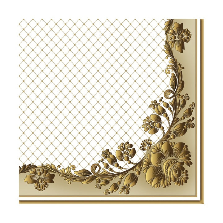 Еко салфетки за декупаж Gold Frame and Net on Beige - 1 парче