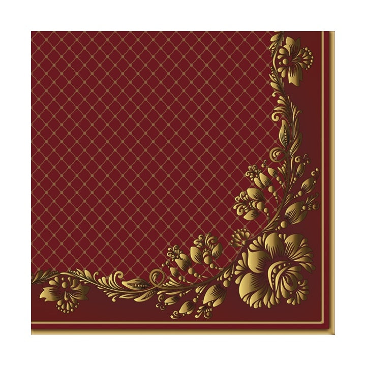 Еко салфетки за декупаж Gold Frame and Net on Crimson - 1 парче
