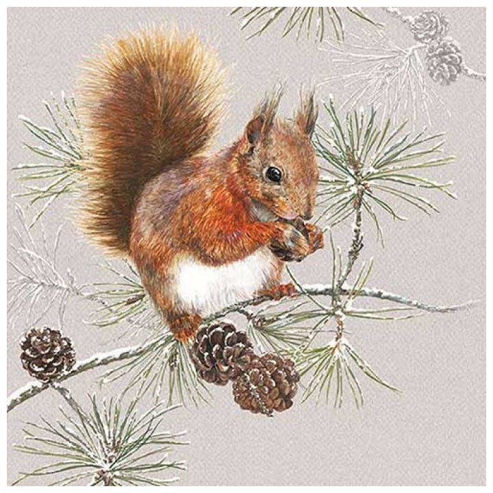 Еко салфетки за декупаж Squirrel in Winter - 1 парче