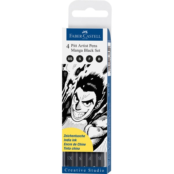 Фломастери Art Pen PITT Manga Black - сет Etui 4 броја [B-F-S-XS]