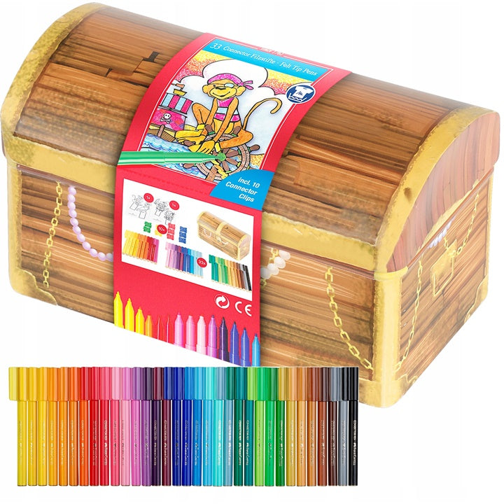 Фломастери Faber-Castell со клик капачка во кутија 33 парчиња
