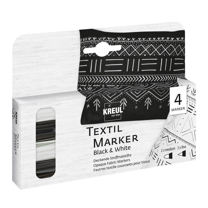 Фломастери за текстил Black and White KREUL
