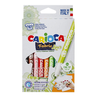 Фломастери за текстил Carioca, тенок врв, 10 парчиња, микс бои