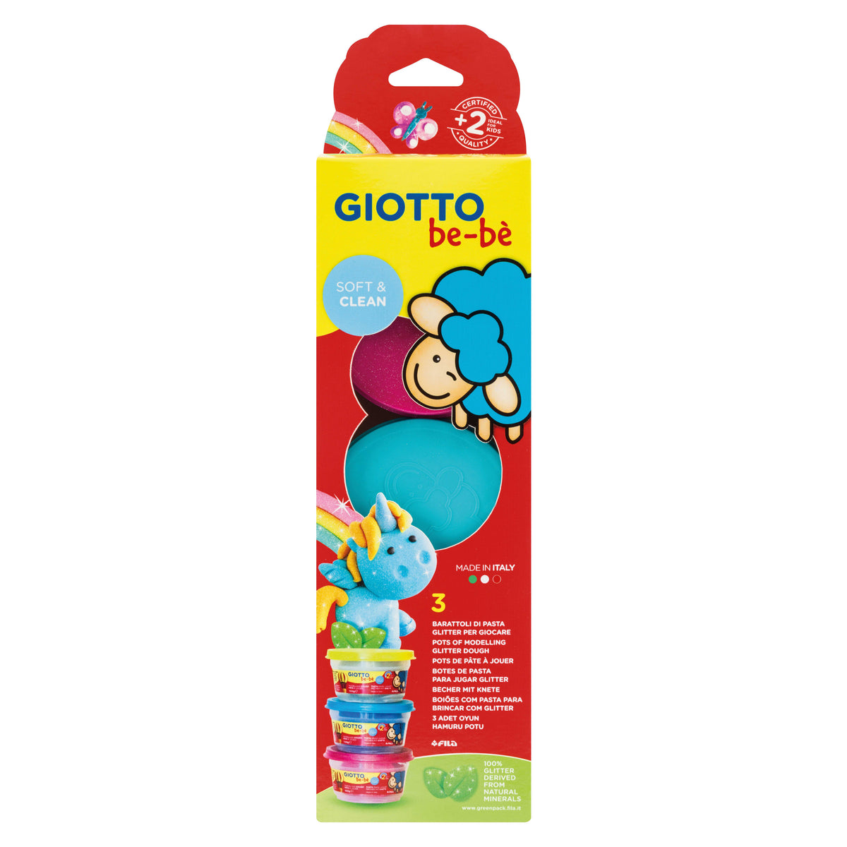 GIOTTO BE-BE мека маса за моделирање со светки 3 x 100 g