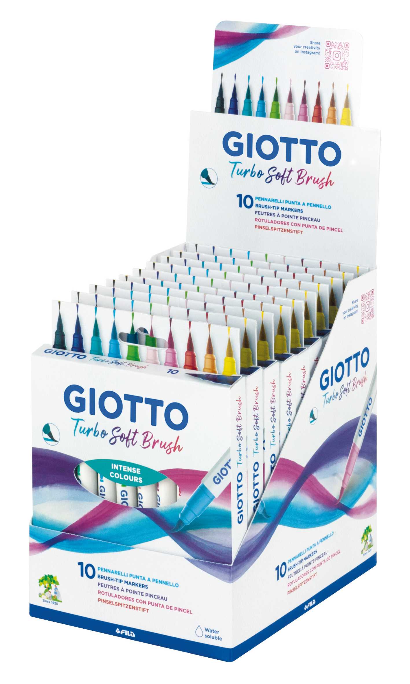 Фломастери со четкаст врв GIOTTO Turbo Soft Brush - 10 пар.