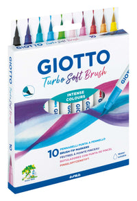 Фломастери со четкаст врв GIOTTO Turbo Soft Brush - 10 пар.
