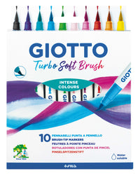 Фломастери со четкаст врв GIOTTO Turbo Soft Brush - 10 пар.