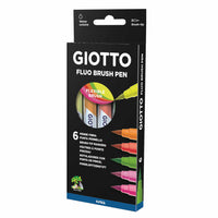 Фломастери со четка GIOTTO Turbo Soft Brush Fluo 6 пар.