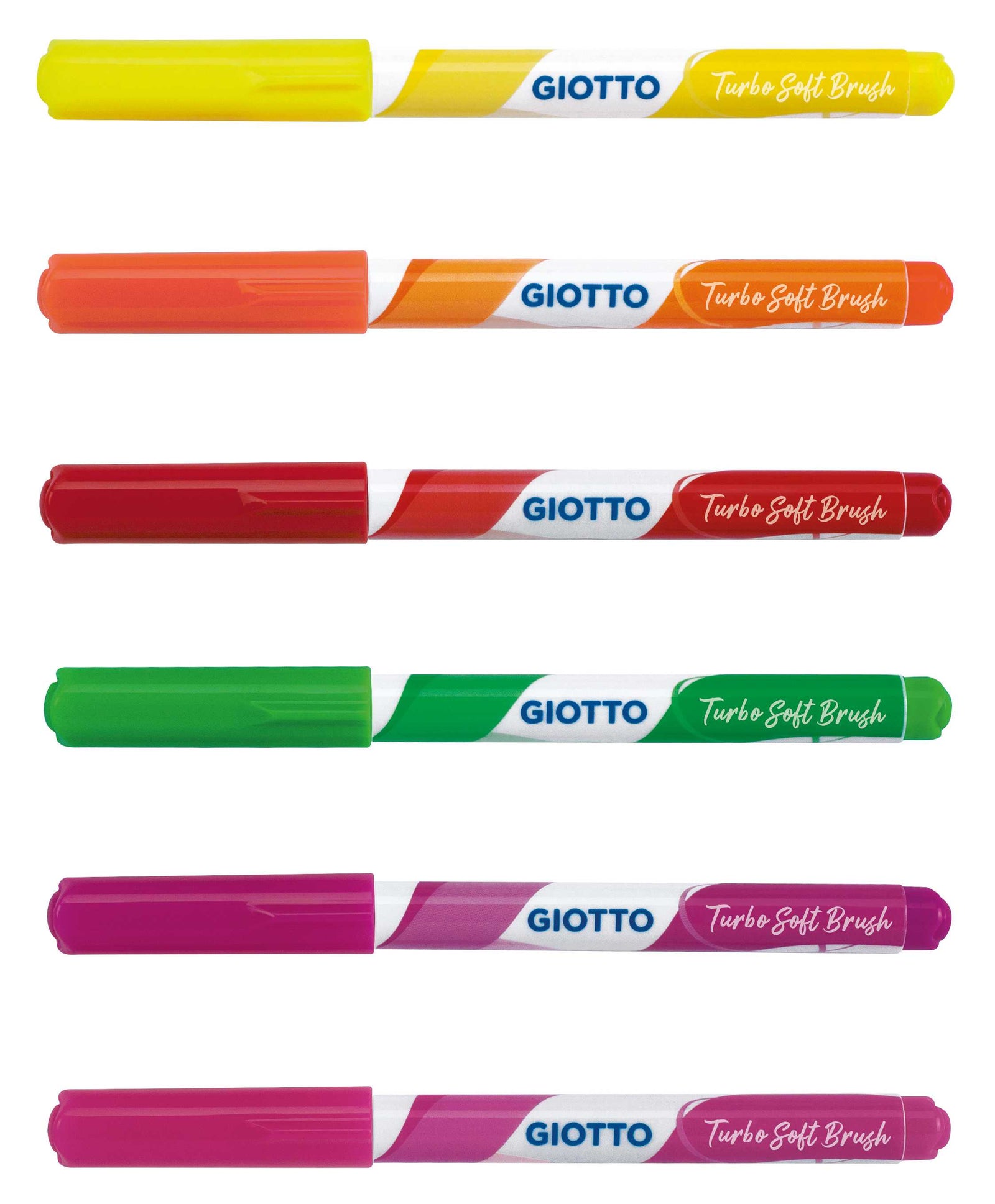 Фломастери со четка GIOTTO Turbo Soft Brush Fluo 6 пар.