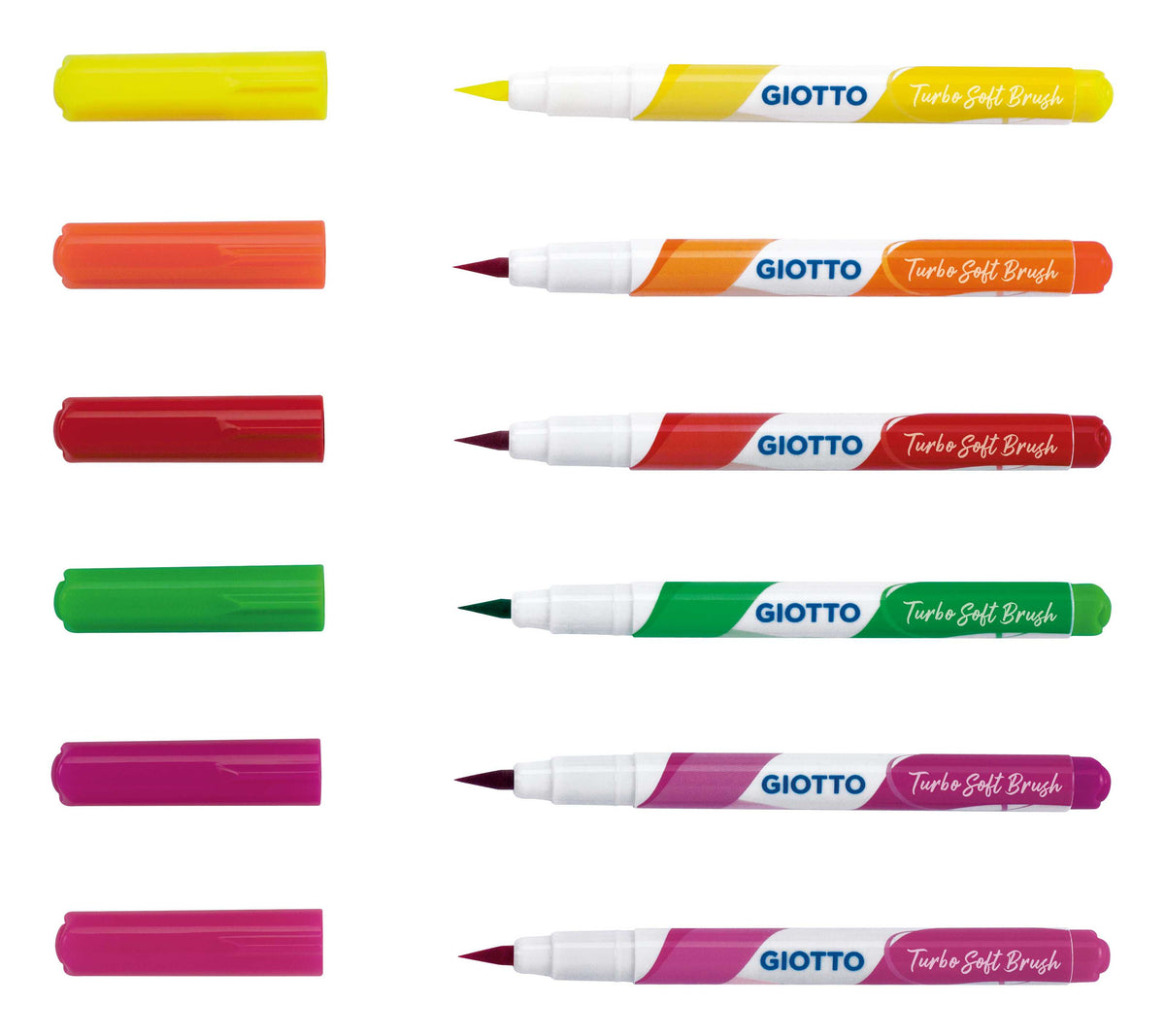 Фломастери со четка GIOTTO Turbo Soft Brush Fluo 6 пар.