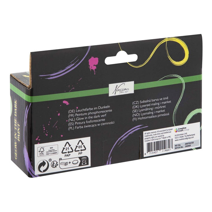 Glow in the Dark Acrylic Paint Set Nassau 4 x 60 ml - 2