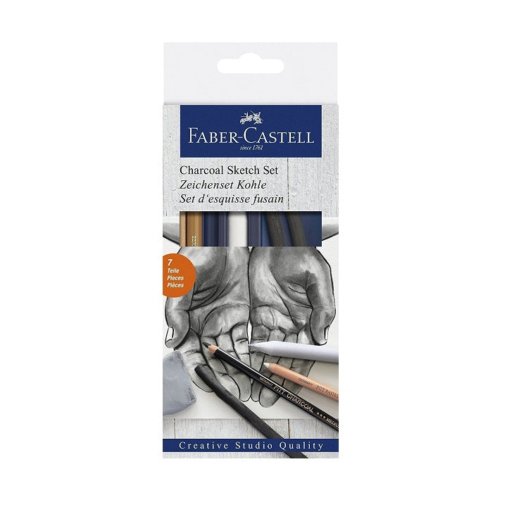 Јаглен за скицирање Faber-Castell - сет од 7 бр