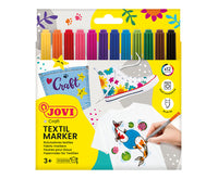 JOVI Jovidecor Textil маркери за текстил со врв како четка 12 пар.