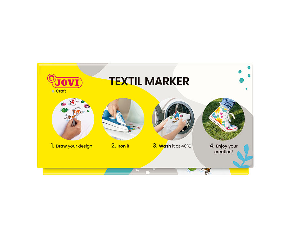Фломастери за текстил JOVI Jovidecor Textil со врв во форма на четкичка – 48 пар. / 12 бои