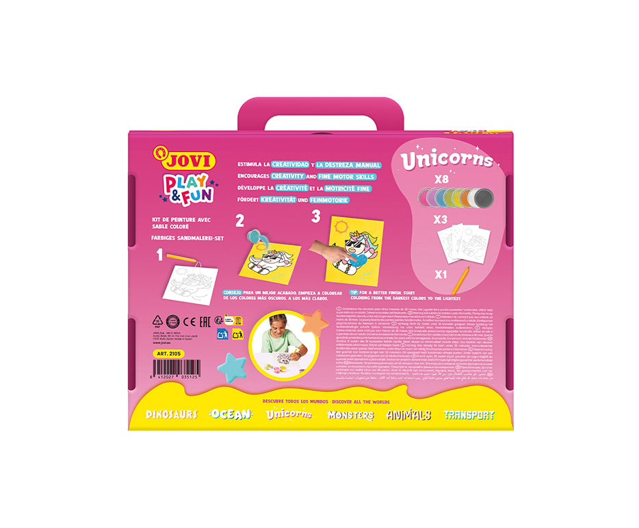 Сет за сликање со песок JOVI Play&Fun Unicorns - 12 парчиња