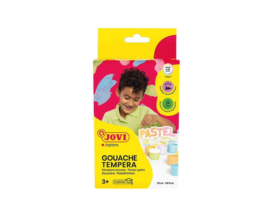 JOVI Premium пастелни темперни бои 6 x 35 ml со четка