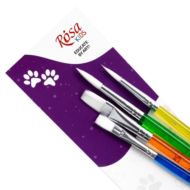 Комплет четки ROSA Kids 4 парчиња синтетички | тркалезни бр. 6, 8, рамни бр. 6, 10 — слика 2